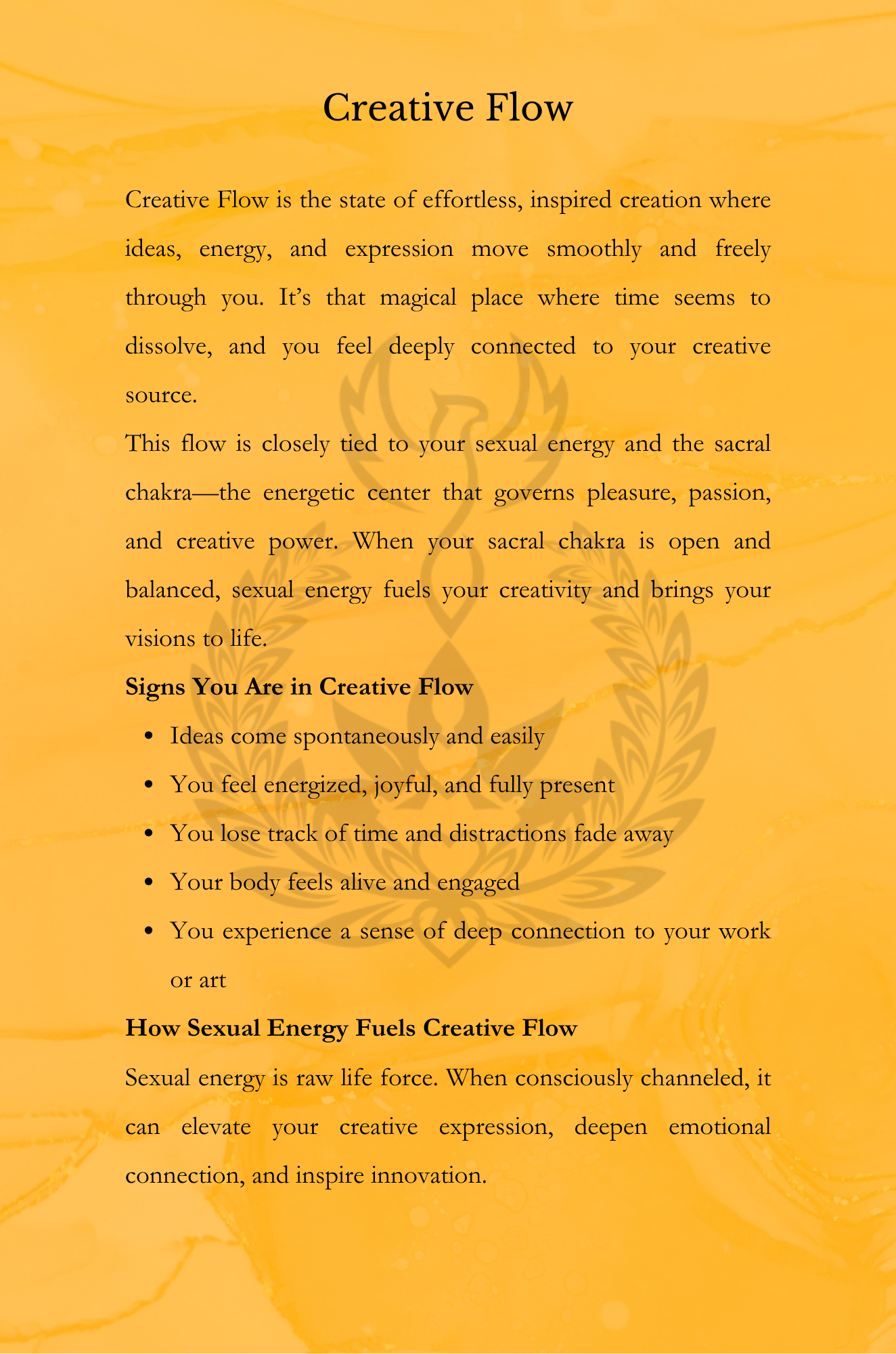 The Sexual Energy for Creativity Digital Workbook Sexual Energy for Creativity